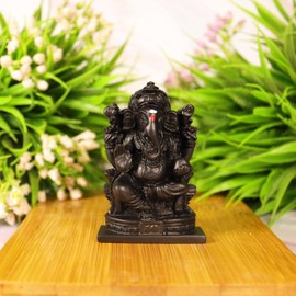 Spillbox Natural Black Unpolished Karungali Wood Ganesh Idol|Original Ebony Wood|Vinayagar Idol|Gift|Ganapati Murti|Statue for Home Decor|Tabletop for Pooja | Puja - Karungali Ganesh Idol [2.5 Inch]