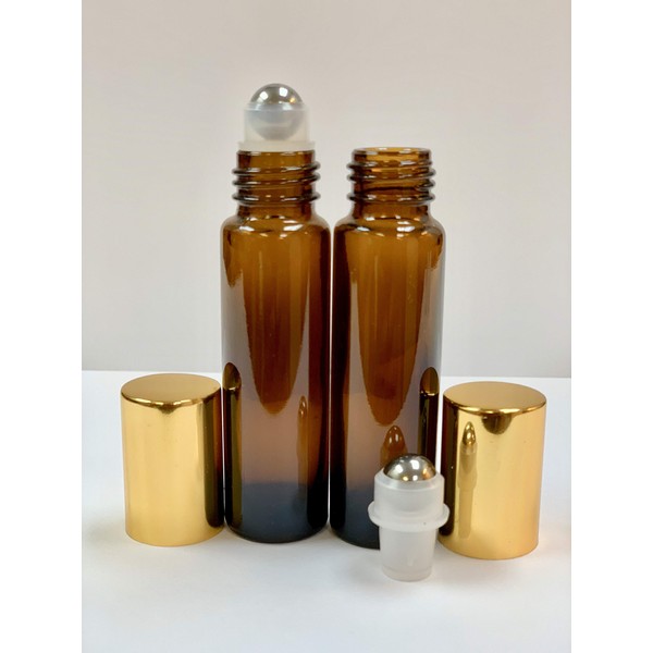 Ananda Corporation 10ml [1/3 oz] Amber Glass Rollon Bottle with