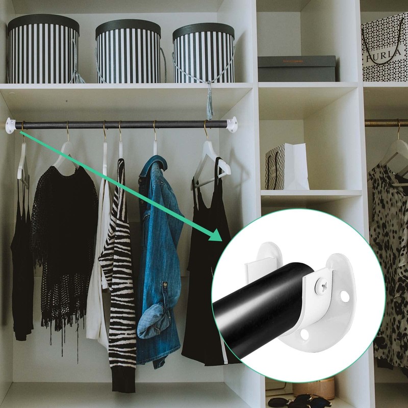 Suiwotin 4 Packs Stainless Steel Closet Rod End Supports 1-1/3