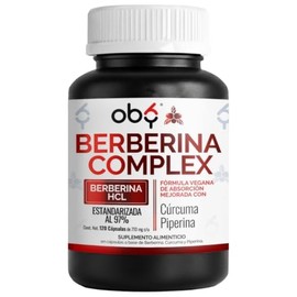 Berberina HCl Pura 120 caps Potenciada con Piperina y Cúrcuma | Ingredientes Naturales Premium | Suplemento Alimenticio Oby Berberine Complex Alta bio