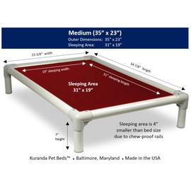 Kuranda Chewproof Bed - Almond PVC - 35" x 23" - Cordura Nylon - Burgundy