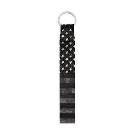 SEANATIVE Black US Flag Auto Decorative Keys Chain with Metal Ring, Hand Wrist Lanyard Long Keychain Holder for Women