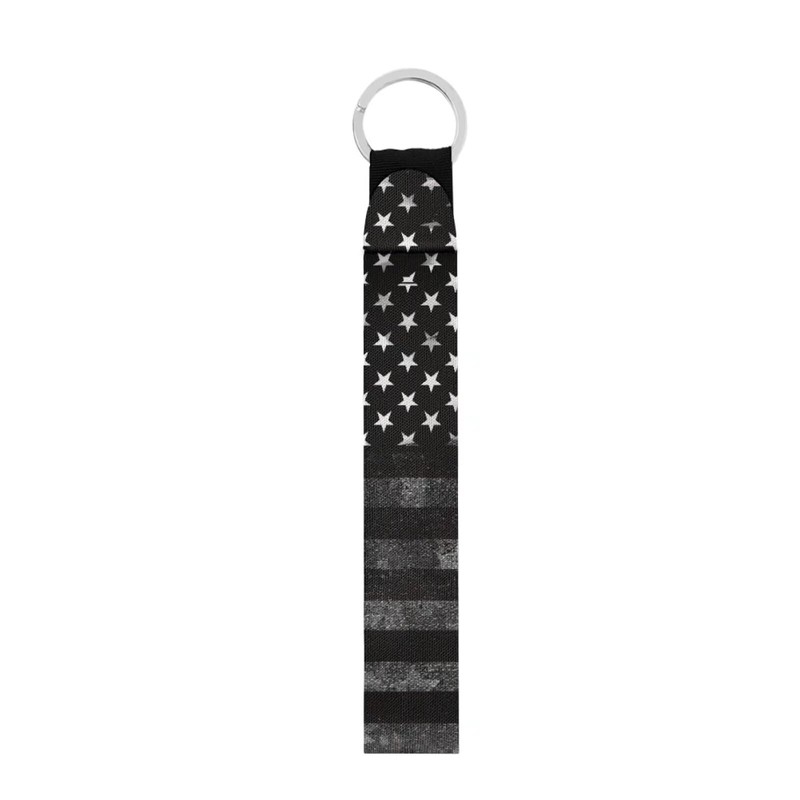 SEANATIVE Black US Flag Auto Decorative Keys Chain with Metal