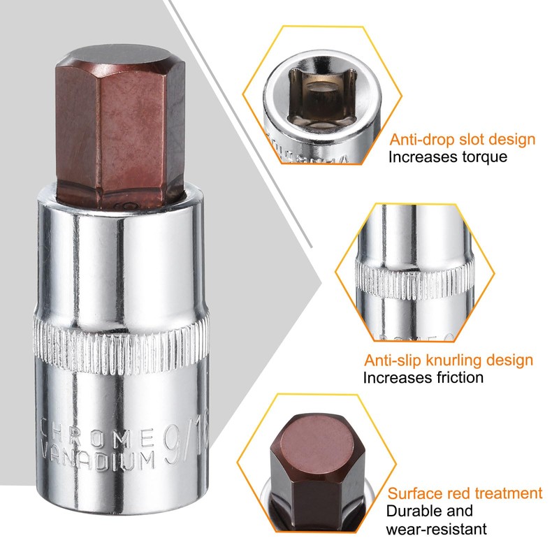 sourcing map 9/16" Hex Bit Socket 1/2" Drive SAE S2