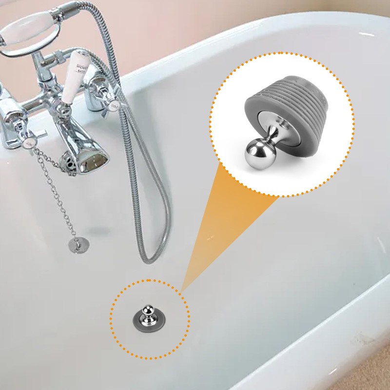 LERANXIN Sink Plug, Spiral Shape Rubber Stopper with Zinc Alloy