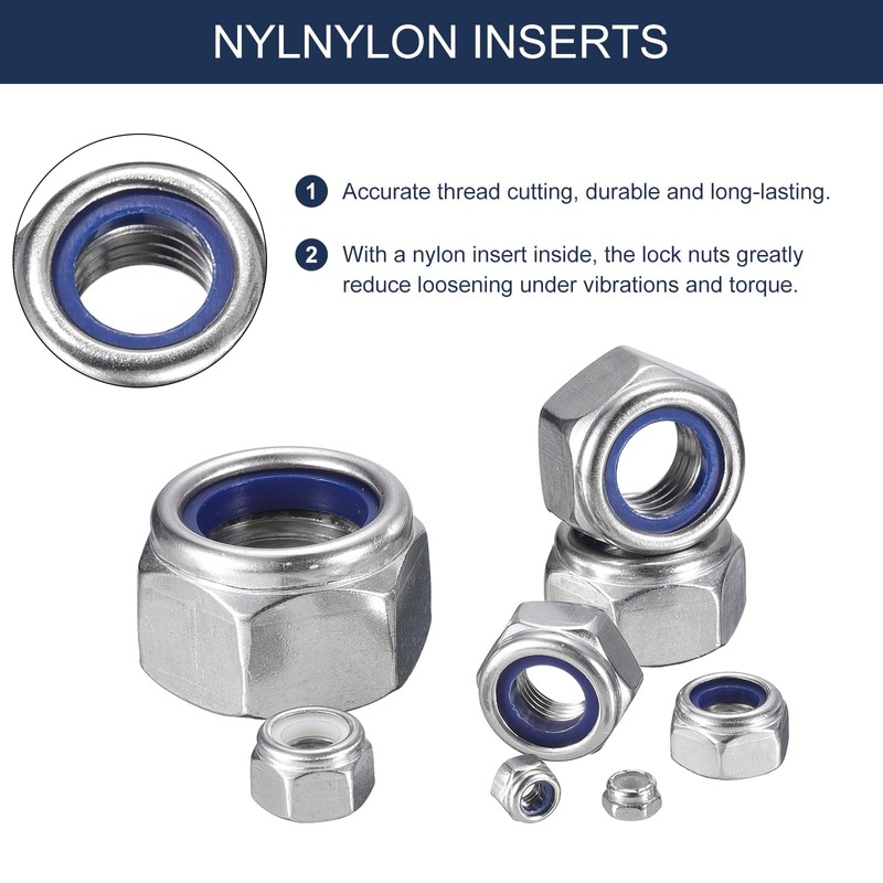 sourcing map 35Pcs M6 x 1 Nylon Insert Hex Lock
