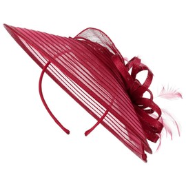 Seeberger Crinol Fascinator with Feathers Hair Accessories Headdress Occasion Hat, red