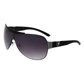 Khan Dune - Rounded Zigzag Oversized Shield Sunglasses (Smoke Gunmetal)
