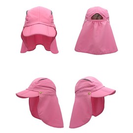 Huakunda Hat with Neck Protection, Removable, Multi-Purpose Summer Sun Hat, Sun Protection, Breathable, Quick Drying, UV Protection, rose