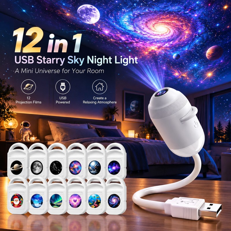Galaxy Star Projector - 24 Films USB Starry Sky Projector