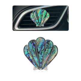 ORIESSE Seashell Car Decor,Coastal Car Air Freshener,Iridescent Abalone Seashell Air Vent Clips,Ocean Themed Car Interior Dashboard Accessories,Girly Refillable Diffuser