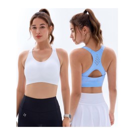 FITTIN Sports Bras for Women Padded: Seamless Racerback Adjustable Workout Bras Pack for Yoga Gym Jogger Bodybuilder