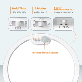 BLNAN Motion Sensor Ceiling Light Wired, 8.7 Inch 3000K 4000K 5000K Selectable LED Flush Mount Light Fixture, Motion Activated Light with Timer for Hallway Stair Walk-in Closet, Non-Dimmable 2 Pack