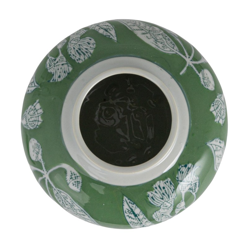 Creative Co-Op Decorative Ceramic Ginger Jar with Lid, Green