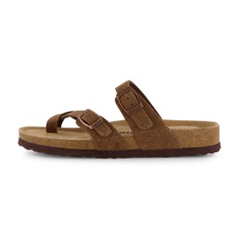 CUSHIONAIRE Women's Luna Cork Footbed Sandal With +Comfort BROWN 6