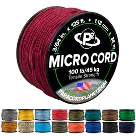 Paracord Planet Micro Paracord – Thin Braided Cord for Crafting, Fishing, and DIY Projects in 125 ft Spools – Burgundy