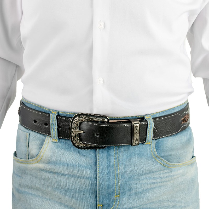 7L SIETE LEGUAS Cinturón Vaquero Sillero Negro Talla 32 Est.