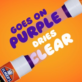 Elmer's Disappearing Purple School Glue Sticks, Washable, 6 Grams, 12 Count - Back to School, Teacher Supplies