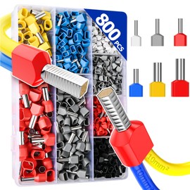 Preciva 800PCS Double Wire Ferrule Kit - Dual Barrel Ferrules Connectors for AWG 22-7, Ideal for Electrical, Industrial, and DIY Projects