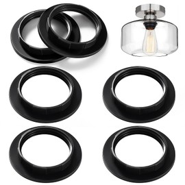 Lyeteung Pack of 6 E27 Screw Ring Lampshade, Lampshade Ring Converter, Lampshade Adapter Washer, for Bedside Lamp, Table, Desk, Floor Lamp, Black
