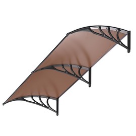 VIVOHOME VIVOHOME Polycarbonate Window Door Awning Canopy Brown with Black Bracket 40 Inch x 80 Inch