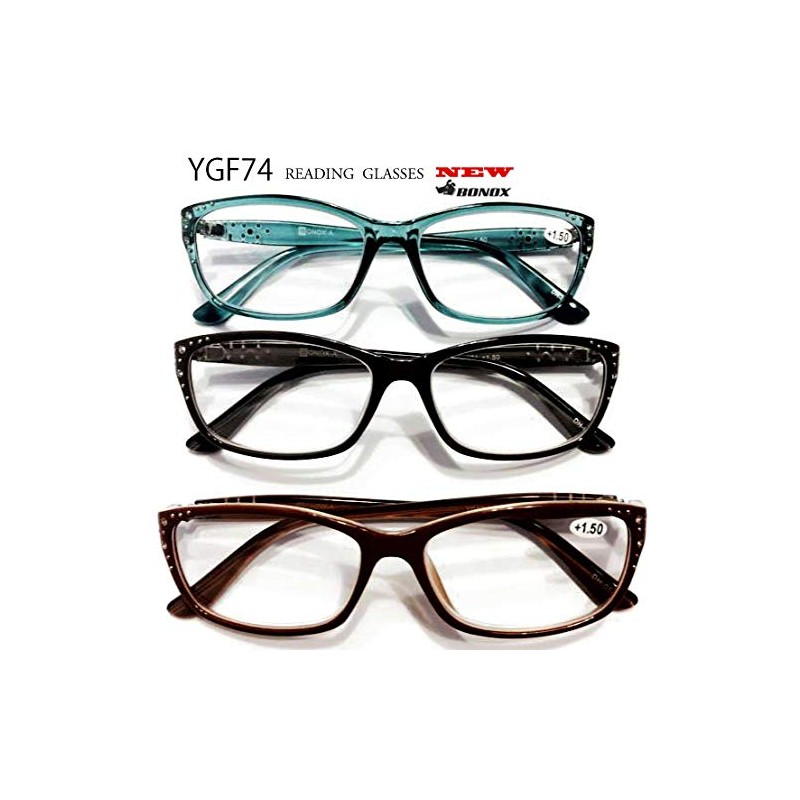 NEWカラー YGF74 イミテーションスワロ風ストーンが散りばめられた老眼鏡 (FOREST GREEN, 1.5)