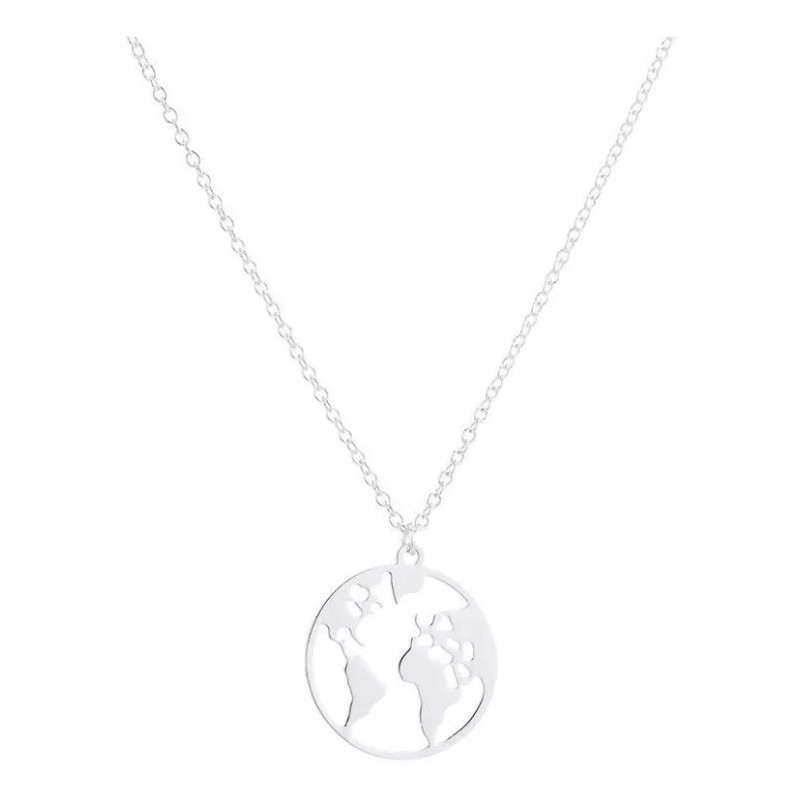 Deluxe Conjunto Collar + Pulsera Brazalete Dije Mapa Mundo Mundi