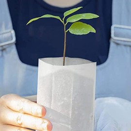 Bolsas de vivero de plantas, 100 piezas de bolsas de cultivo de plantas biodegradables no tejidas, bolsas de maceta de plántulas de tela, bolsas de inicio de plántulas de tela para árboles jóvenes de