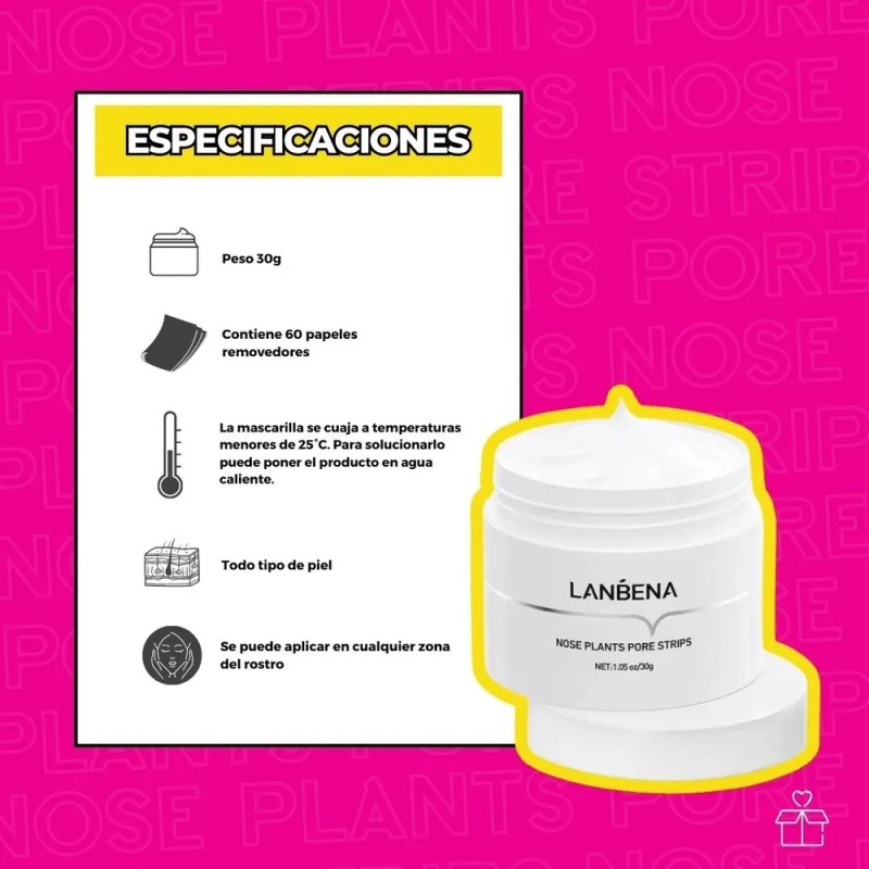 Crema Mgica Quita Puntos Negros Lanbena Con 60 Tiras Mixta