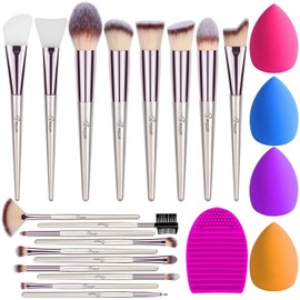 BESTOPE 18PCs Makeup Brushes Set BESTOPE with 4PCs Facial Brush 1 spoonge 1 cleaner