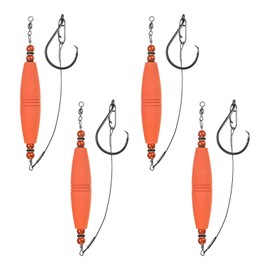 M METERXITY 4-Pack Catfish Float Rigs, 3 Inch EVA Buoyancy Foam Fishing Bobbers Popping with Swivel and Hooks for Streams/Lake/River Fishing, Floats Rattling Cork Catfish Gear [Orange]