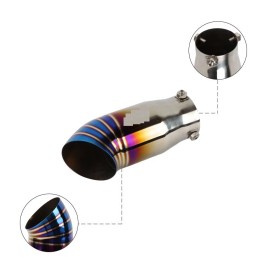 Unbranded JDM Titanium Burnt Blue Tip Stainless Exhaust Muffler 2.5" Inlet - 3" Outlet