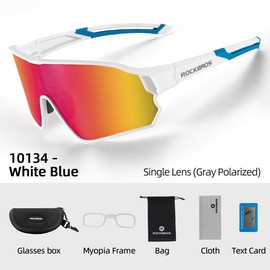 ROCKBROS Sports Polarized Sunglasses UV400 Dazzle Photographic Lenses Outdoor Sports Sunglasses Rimless Windproof and Dustproof Glasses Cycling Fishing Skiing Goggles - Color: 10134WBL