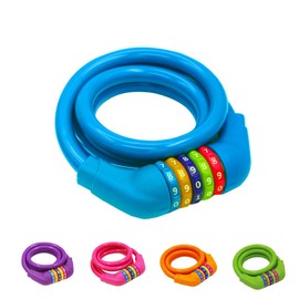 GOLDPOOL Children's Bicycle Cable Lock, Colourful, High Security 5 Digit Cable Lock, 110 cm Long, Blue