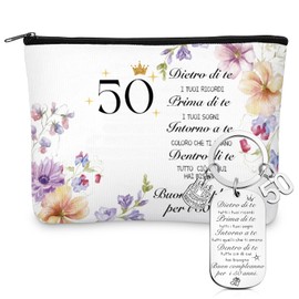 Xuniea 50th Birthday Gift for Women Cosmetic Bag for Women Socks and Keychain Gift Ideas for Women Wife Mom Grandma Daughter Sister Girlfriend Teen (Number 50), As shown in the picture, Number 50