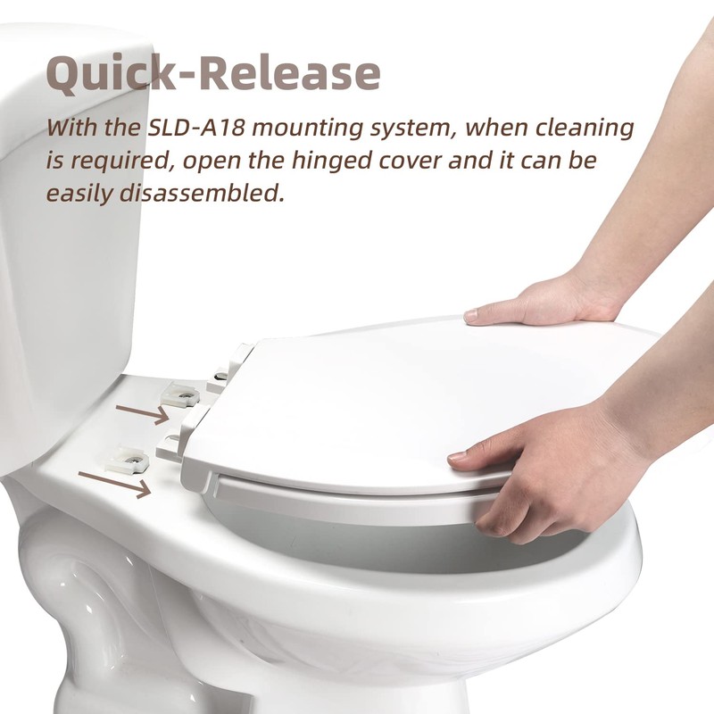 Elongated Toilet Seat, Slow Close Quick-Release Hinges, Heavy Duty Soft