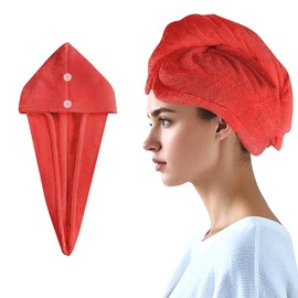 AGKXHDEC Double Layer Microfiber Towel, Hair Turbans for Wet Hair, Drying Hair Wrap for Women(The Color of The Picture is for Reference only) (Red-Double Layer)