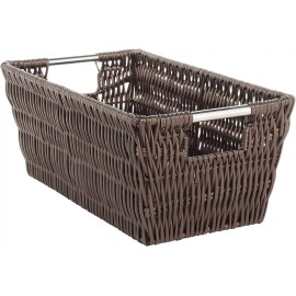 Whit Canasta Pequeña Organizador Tipo Mimbre Plástico Café