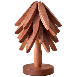 Wooden Trivet for Hot Dishes, Black Walnut Tree Shape Trivet Set Coaster, Trivets for Hot Pots and Pans, Trivets for Hot Dishes - 3 Wooden Trivet + 1 Stand (Walnut Wood)