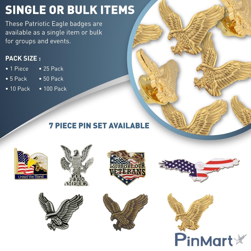 Gold Eagle Lapel Pin, 25 Pack