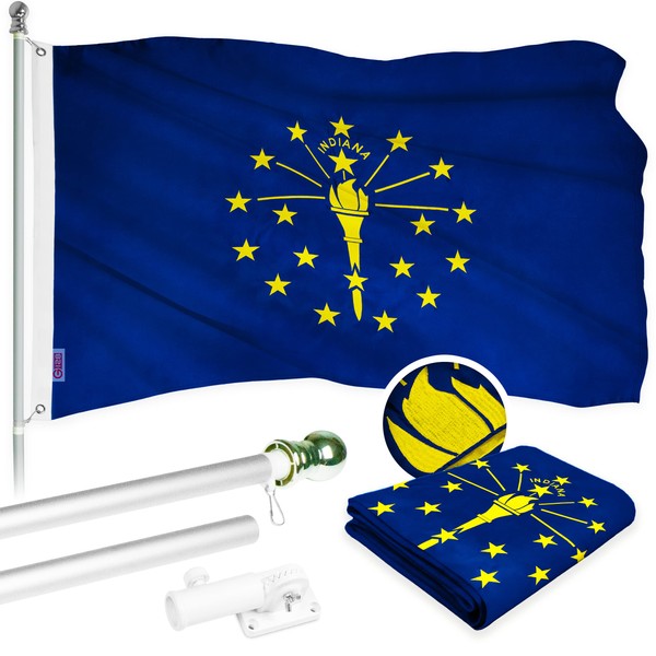 G128 Combo Pack: 5 Ft Aluminum Spinning Flagpole (Silver) &