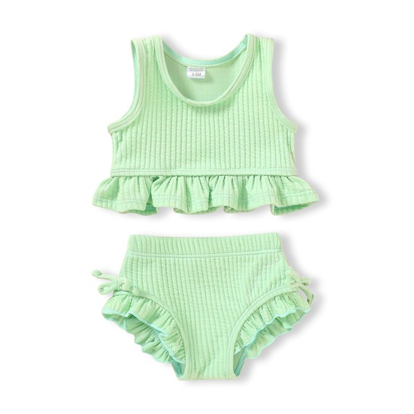 HAPPYMA Baby Swimsuit Toddler Girl Bathing Suit Summer Solid Color
