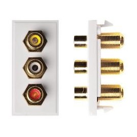 MODULE 3X RCA - F CONN Y,W,R WHT | WALL PLATES/OUTLETS AERIAL SATELLITE EQUIPMENT, 1 X QTY - MW770