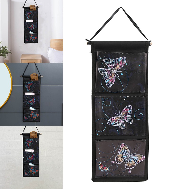 Wall Hanging Storage Bag DIY Diamond Printed Butterflies Storage Bag
