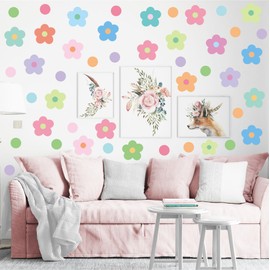 Daisy Flower Wall Sticker DIY Boho Fresh Wall Sticker Children's Room Girls Wall Sticker Living Room Bedroom Wall Decoration 10 Packs (Colourful Flower)