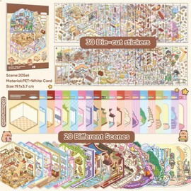 20 Sets DIY 3D House Stickers - Non-Toxic & Safe 3D House Scene Sticker - Create Your Own Mini House Sticker Scenes for Stress Relief - Creative Fun & Reusable DIY Sticker Therapy Kit for Age 3+