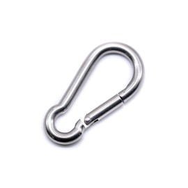 Stainless steel carabiner snap spring hook A4 316 marine grade hiking fishing camping keychain (10, 5mm x 50mm)