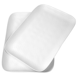 KX-WARE White Melamine Serving Trays (Set of 2) 17” x 12” | Large Reusable Rectangular Party Platters | Serve Appetizers, Fruit, Veggies, & Desserts | BPA-Free & Dishwasher Safe