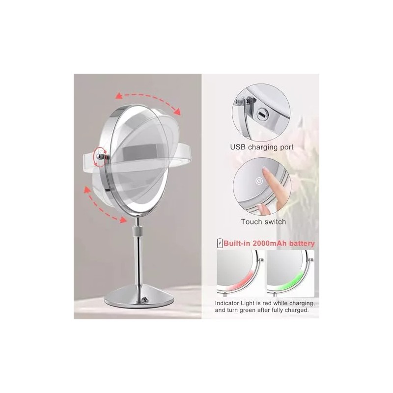 Tushengtu 8 Espejo De Maquillaje Con Luces Y Led De
