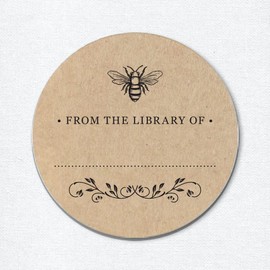 Port of Reverie Bookplate Stickers, Set of 48 From the Library of Stickers, Round Self-Adhesive Labels